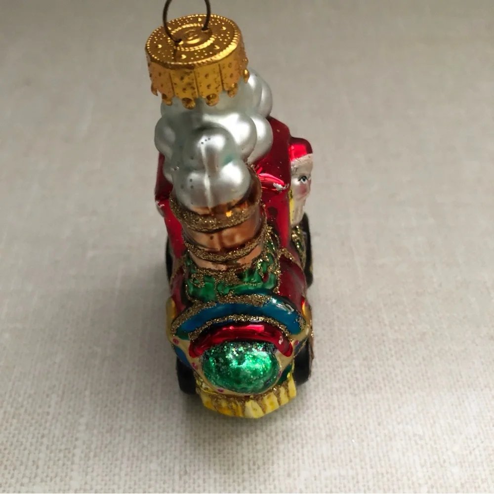 Vintage‎ Glass Santa Engine Train Christmas Ornament